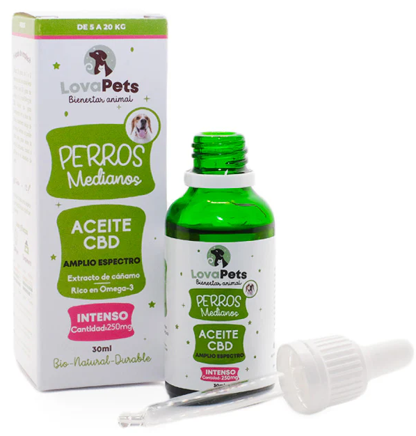 Aceite CBD para perros medianos intenso 30ml LovaPets